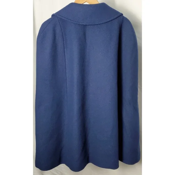 *RARE* Vintage 1970's Pendleton Navy Blue Virgin Wool Poncho Cape - Picture 3 of 8